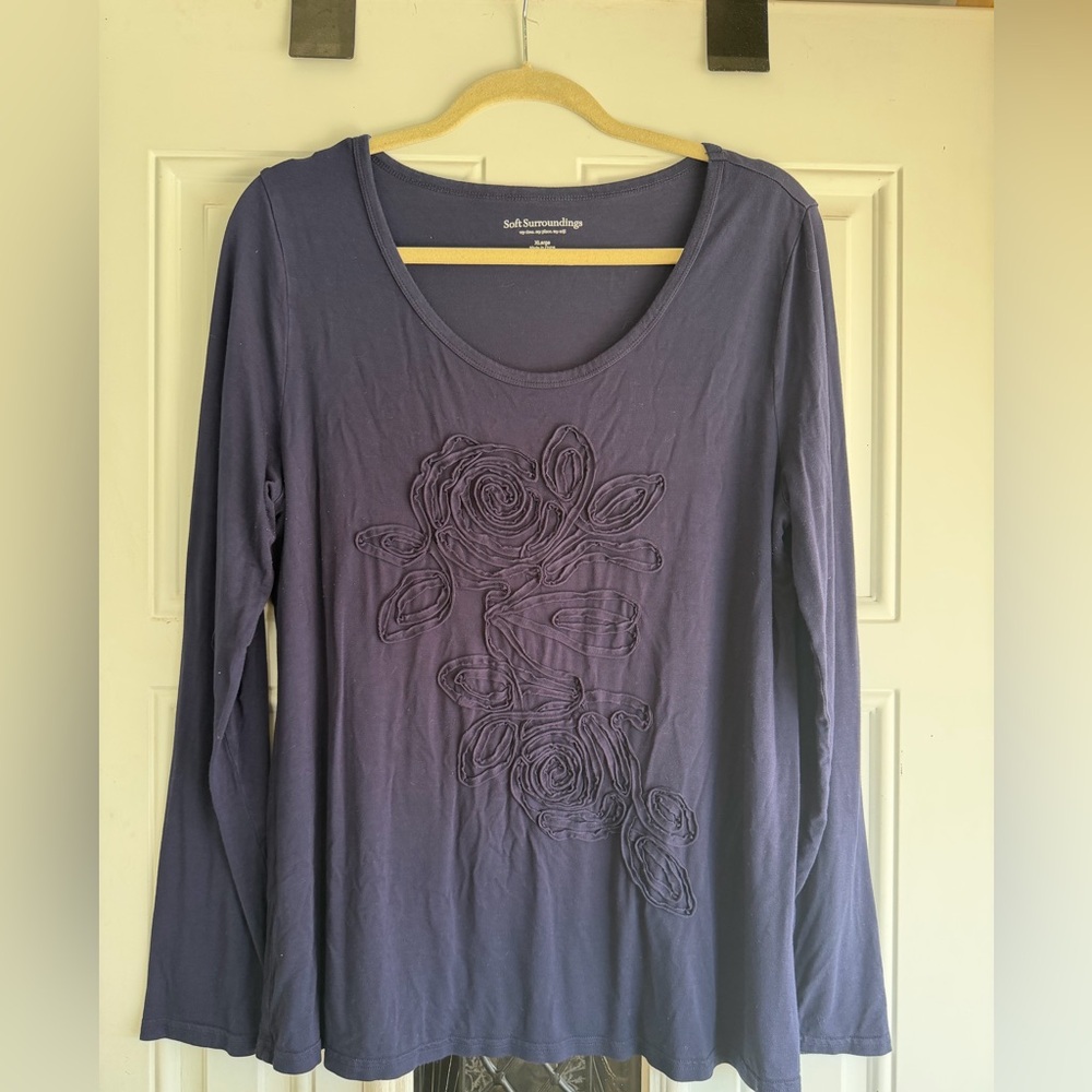 Navy Blue Long Sleeve Top